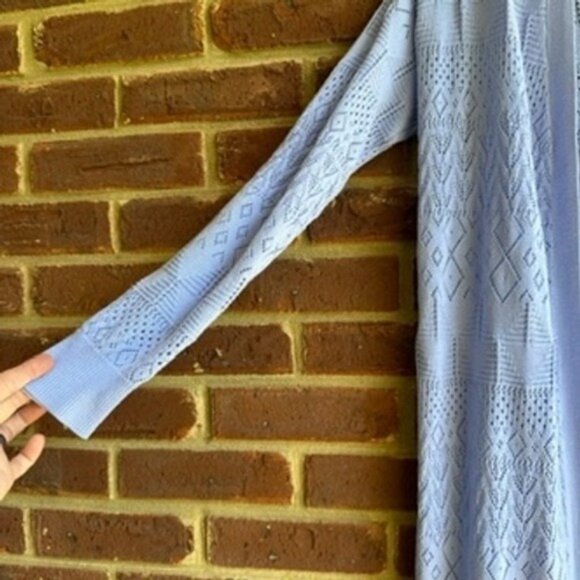 Cyrus Duster Cardigan Open Knit Long Sleeve Light Blue Size L - Picture 3 of 6